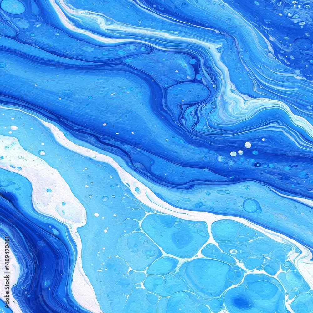 Aufkleber vibrant abstract blue waves creating a mesmerizing fluid pattern.