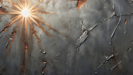 Abstract Metallic Surface with Sunburst Design and Fractured Texture