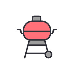 Cute Cartoon Illustration Of A Portable Grill For Summer Barbecue