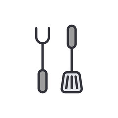 Grill Utensils Icon Illustration Fork And Spatula For Cooking Barbecue