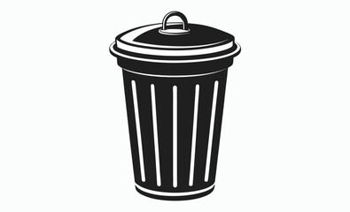 Trash can silhouette, Waste bin icon, Garbage container vector, Trash bin graphic, Rubbish can outline