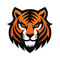 Bold Stylized Tiger Head in Tribal Vector Style