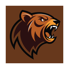 Roaring Bear Head Logo with Bold Side Profile