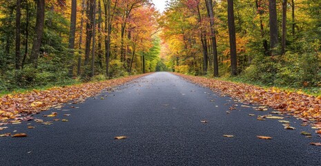 Obraz premium Autumnal Road Through Colorful Forest