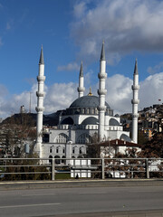 big mosque architecture city blue sky. High quality photo