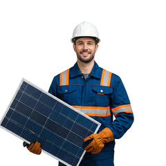 engineer with solar panel