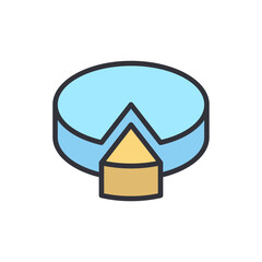 Stylized Isometric Presentation Of Pie Chart Slice Extracted Piece