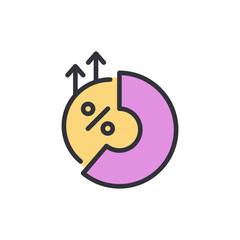 Rising Percentage Displayed By Graph With Positive Trend Arrows