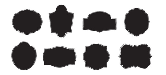 Vintage decorative label and badge shape set, elegant ornaments, borders banners, panel design elements Vector illustration collections