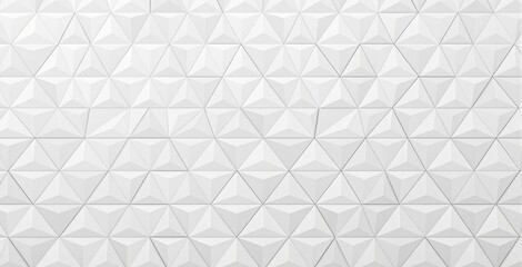 Abstract 3D white triangular geometric tiles forming a seamless pattern on a bright background, concept of modern minimalism. Ai generative
