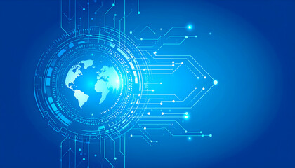 Obraz premium Global Network Technology Futuristic Digital World Connectivity