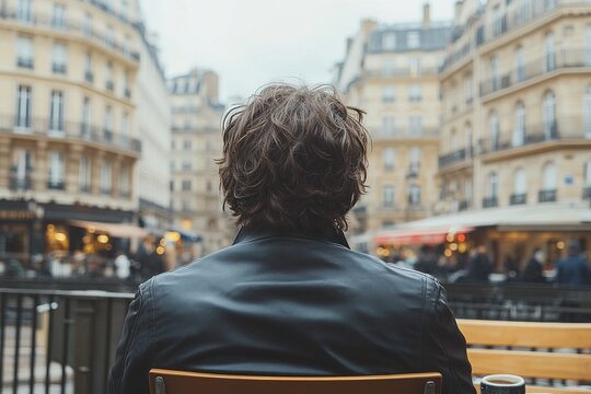 Solitude in Paris Man contemplating street
