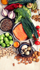 Food products representing the MIND diet, brain health.