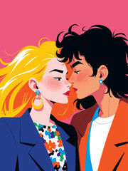 A playful interaction between a girl and a boy at a computer desk showcases creativity, connection, and collaboration in a flirtatious manner, capturing youthful energy