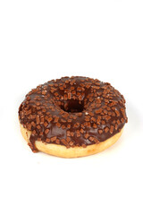 Chocolate donuts on a white background