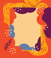 Abstract Autumnal Frame: Orange, Purple & Yellow Design
