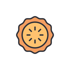Stylized Pie Icon With Fluted Crust On Transparent Background