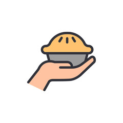 A Hand Holding A Freshly Baked Golden Pie With Cutout Vents