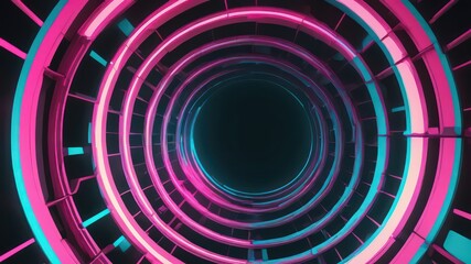 Obraz premium Abstract Pink and Teal Circular Tunnel Design