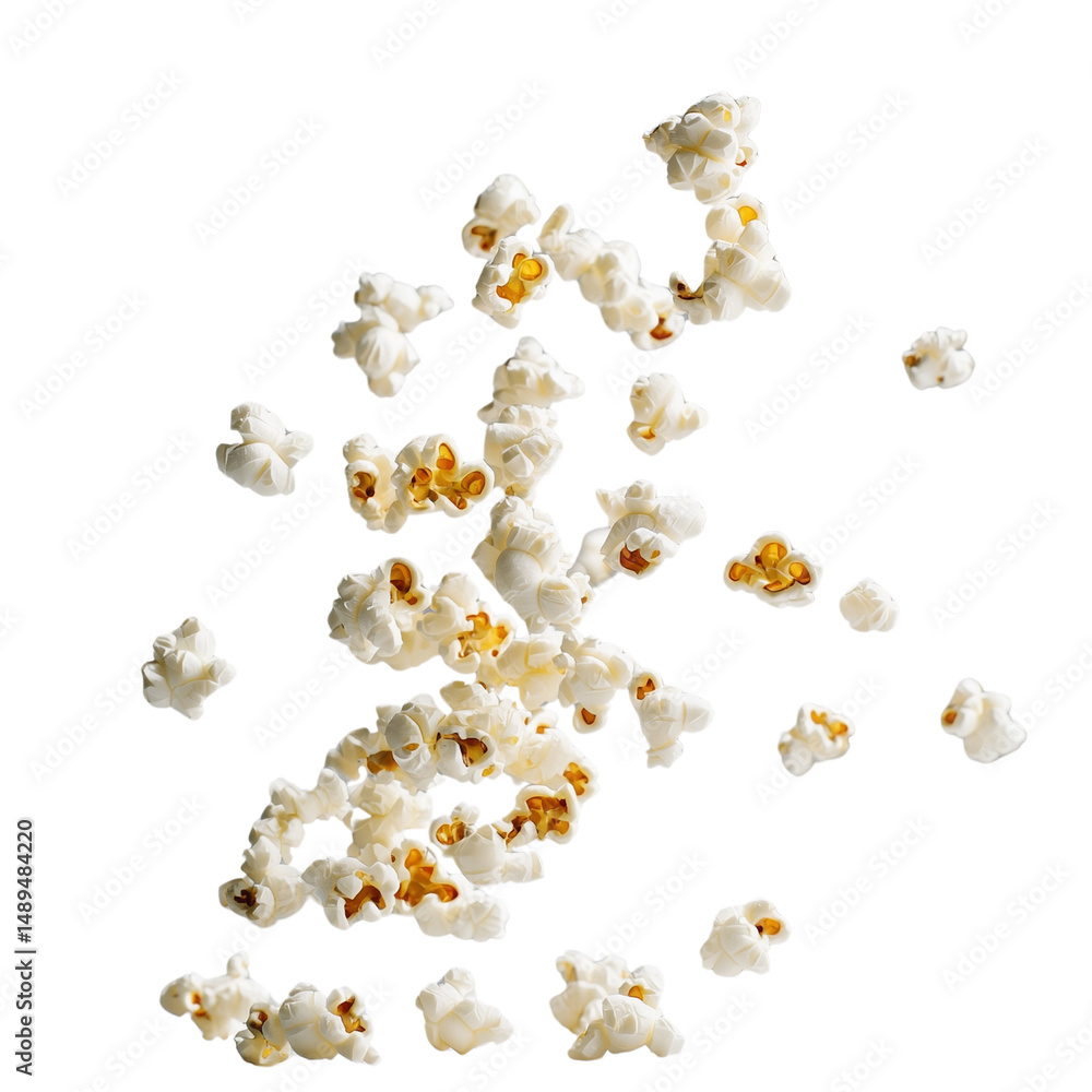 Poster scattered popcorn kernels on a dark surface. isolated on white background and transparent background