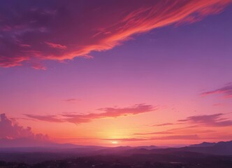 Fototapeta premium Fiery sunset paints the sky with vibrant orange, pink, and purple hues , atmosphere, photography, dramatic