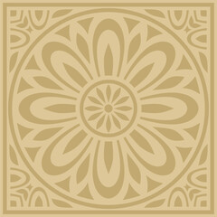 Classic Greek golden square ornament. Vector pattern, ancient Hellenic rectangle. European border.

