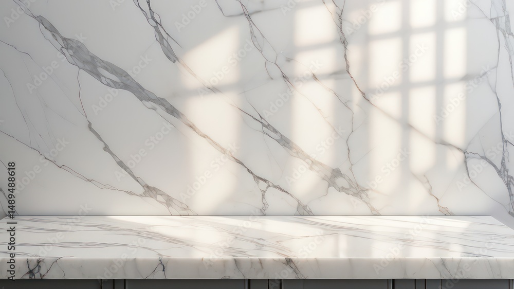 Poster elegant marble countertop with light and shadow display