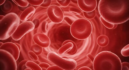 Flowing Blood Cells in High Quality against a White Background