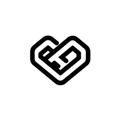 Fototapeta premium Heart contour depicts initials in minimalist graphic design form
