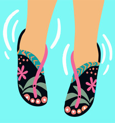 Floral Thong Sandals, Summer Fashion Illustration