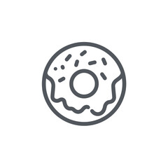 Fototapeta premium Iced donut displays sprinkles food sweet round outline dessert simple background