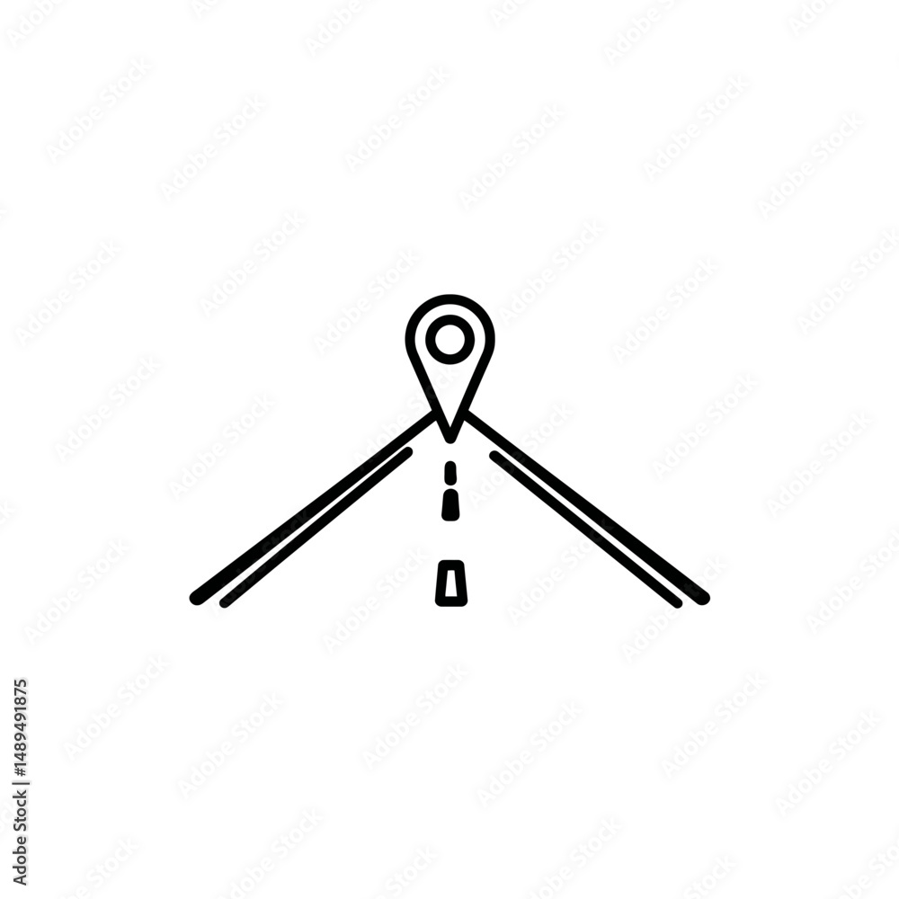 Poster road location marker designates route destination in map view simple