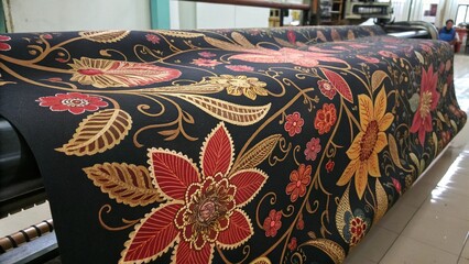 Fusion of Urban Graffiti and Classic Batik in Vibrant Fabric Close Up