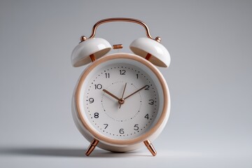 A minimalist modern alarm clock on isolated background