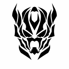 Tribal Beast Face Design in Black and White – Fierce Abstract Tattoo Vector Art