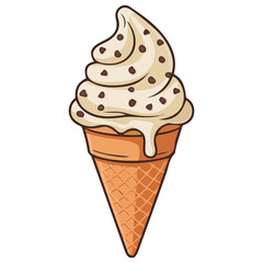 Cold sweet ice cream cone on simple backdrop isolated vector illustration on white background