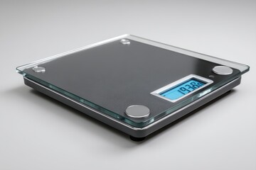 A digital bathroom scale on isolated white background