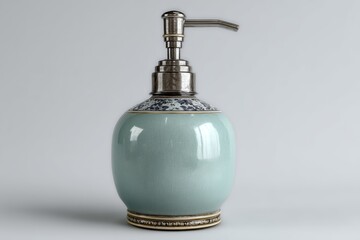 A ceramic soap dispenser bottle on white background