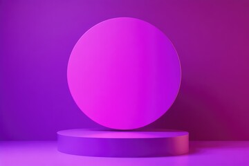 Empty round display podium, vibrant purple