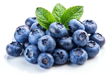 Fresh Juicy Blueberries High-Resolution Photo of Blueberries with Mint