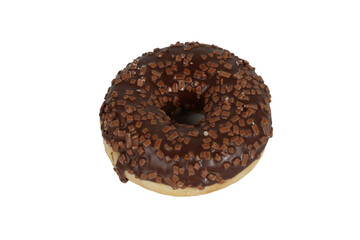 png . Chocolate donuts on a white background. Sweet and appetizing, perfect for bakery ads or dessert-themed visuals.