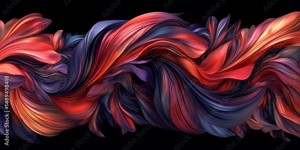 Poster abstract swirling vibrant red and blue fabric textile design art background image for website banner
