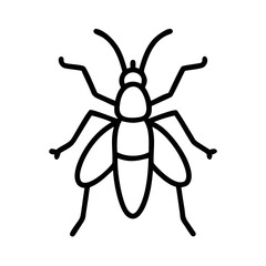 Insect Line Icon – Bug Outline Vector with Wings and Antennae