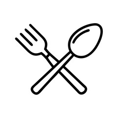 Fork and Spoon Icon – Minimal Line Drawing of Cutlery Crossed