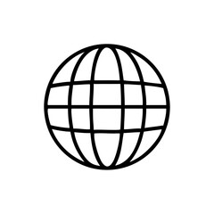 Globe Line Icon – World Planet Outline Vector Symbol for Global Network