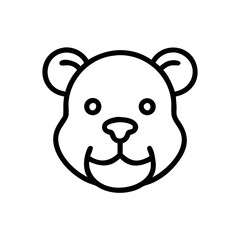Simple Outline Bear Face Icon - Minimalist Animal Line Art