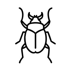 Beetle Icon Outline – Simple Horned Insect Vector Line Art for Nature & Design Themes