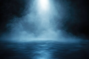 Dark, smoky stage lit by a bright beam