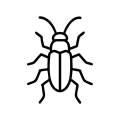 Minimal Cockroach Icon Outline – Simple Pest Insect Line Drawing for Design Use