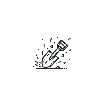 recommend clip art: Shovel digs ground sketch agriculture gardening tool cultivation outdoors